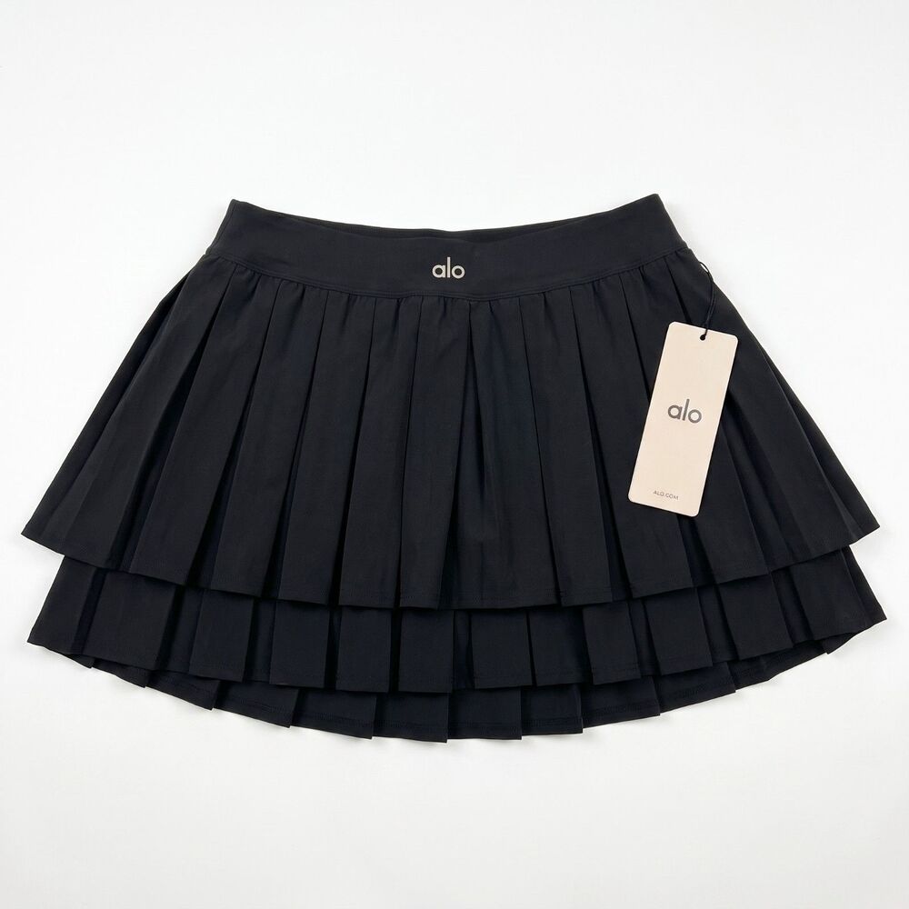 Alo Double or Nothing Tennis Skirt Black
